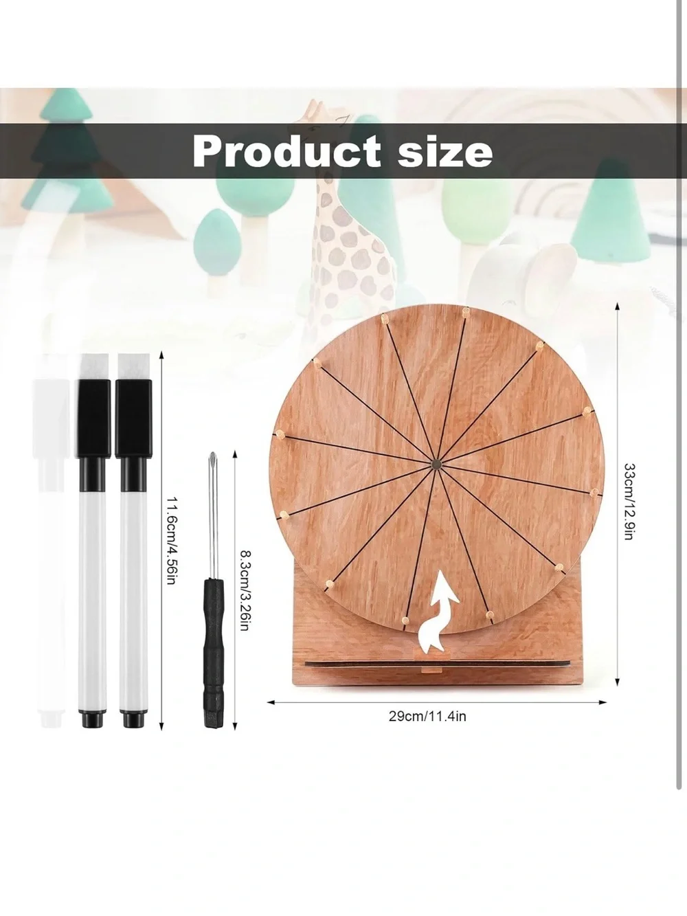 New Open Box 11.4 Inch Wedding Game Spinning Wheel Wooden Prize Tabletop Spinner